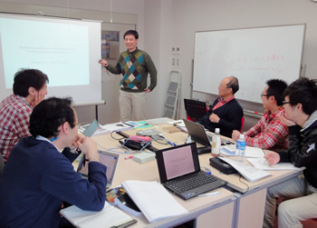 Research meeting in which heated debates often cause the schedule to overrun